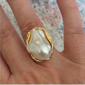 Faux Pearl Statement Ring
